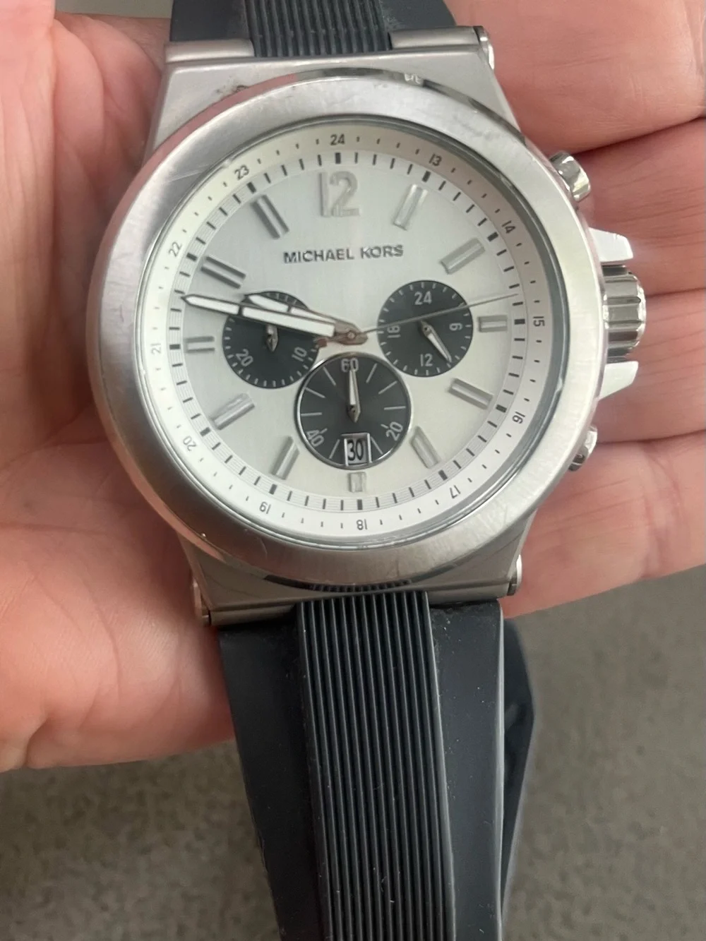 Michael Kors Steel Dylan Chron Gray Silicone strap